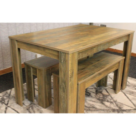 Wooden Dining Table And 2 Benches kitchen table Set space saver - thumbnail 1