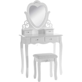 Dressing Table With Mirror Stool Vanity Dresser Bedroom White Love Heart Furniture - thumbnail 2