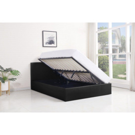 Ottoman Storage Bed black 3ft single leather and 1 memory foam spring mattress bedroom furniture - thumbnail 2