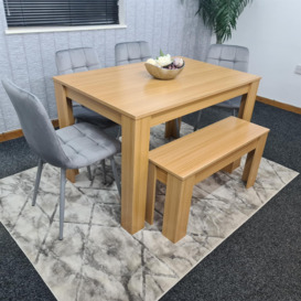 Dining Table Set with 4 Chairs Dining Room and Kitchen table set of 4, and Bench - thumbnail 1