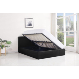 Ottoman Storage Bed black 4ft small double velvet cushioned bedroom - thumbnail 2