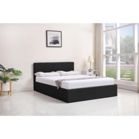 Ottoman Storage Bed black 4ft small double velvet cushioned bedroom - thumbnail 1