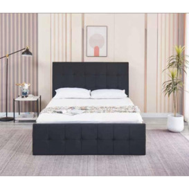 Ottoman Storage Bed black 4ft 6 small double velvet cushioned bedroom