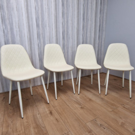Dining Chairs Set Of 4 Cream Chairs Stitched Faux Leather Chairs, Soft Padded Seat Living Room Chairs , Kitchen Chairs - thumbnail 2