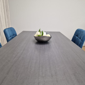 Grey Dining Table and 4 Blue Velvet Chairs Kitchen Dining Table for 4 Dining Room Dining Set - thumbnail 3
