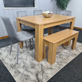Dining Table Set with 4 Chairs Dining Room and Kitchen table set of 4, and Benches
