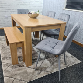 Dining Table Set with 4 Chairs Dining Room and Kitchen table set of 4, and Benches - thumbnail 3