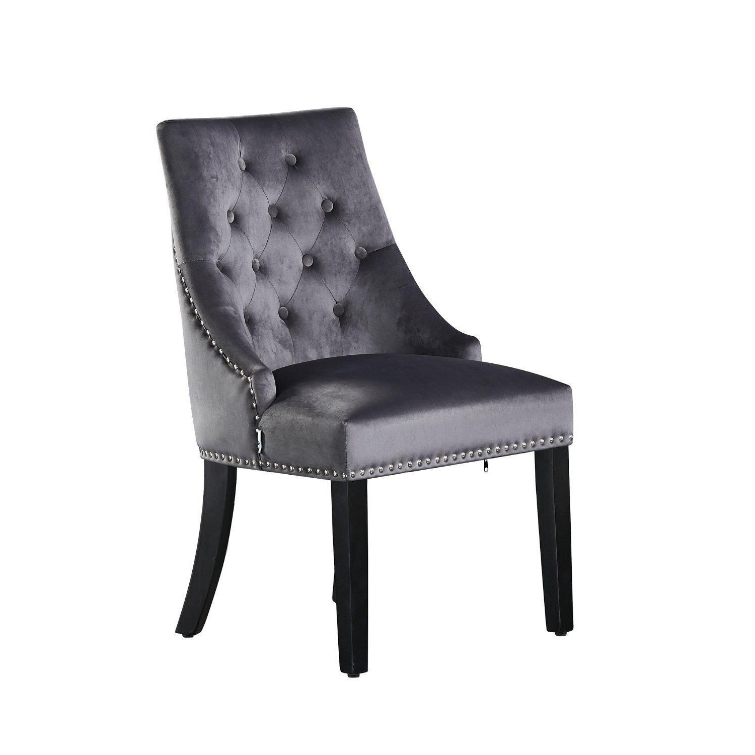 Windsor Velvet Upholstered Diamond Tufted Button Back Knocker Dining Chair Single - image 1