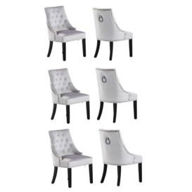 Set of 6 Windsor Velvet Upholstered Diamond Tufted Button Back Knocker Dining Chair - thumbnail 1