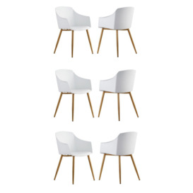 Set of 6 'Eden Dining Chairs' with Leather Cushions Dining Armchair