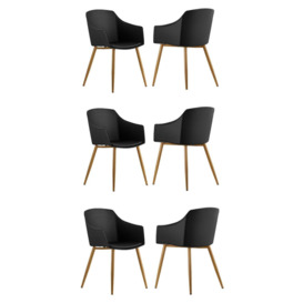 Set of 6 'Eden Dining Chairs' with Leather Cushions Dining Armchair