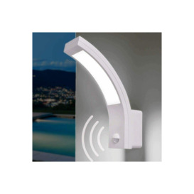 'Paris' White LED Curved Outdoor Wall Light With Motion Sensor