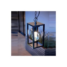 'Sienna' Black Hanging Outdoor Porch Lantern Ceiling Light - thumbnail 1