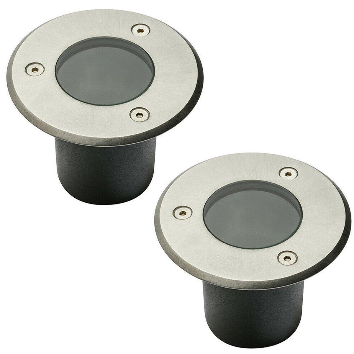 Nola Two Round Small Stainless Steel Inground Or Decking Lights - image 1