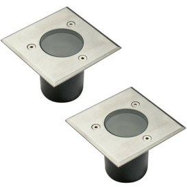 Myah Two Square Small Stainless Steel Inground Or Decking Lights