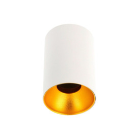 Sandra white cylinder ceiling spotlight with gold inner reflector - thumbnail 1
