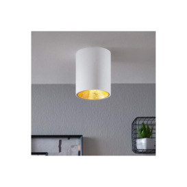 Sandra white cylinder ceiling spotlight with gold inner reflector - thumbnail 3
