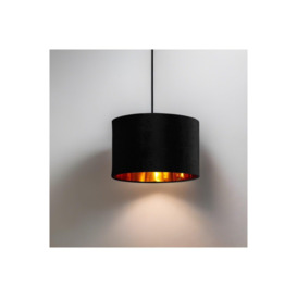 'Nila' Luxury Black Velvet & Gold Inner Round Pendant Drum Ceiling Lamp Shade