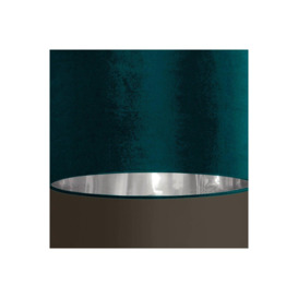'Nila' Luxury Teal Velvet & Silver Round Pendant Drum Ceiling Lamp Shade - thumbnail 3