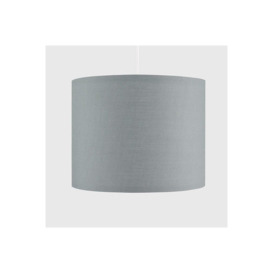 'Lupo' Luxury Grey Cotton & Silver Inner Round Pendant Drum Lamp Shade