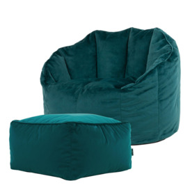 Sirena Scallop Chair Bean Bag and Footstool Velvet Bean Bags - thumbnail 1