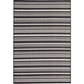 STRIPED DESIGN BLACK Outdoor & Indoor Rug for Garden Patio - Durable Weather-Proof Stain Resistant UV-Protected Jet-Washable Outdoor Rug- Ecology  300BL
