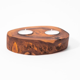 Olive Wood Natural Grained Home Décor Rustic Tea Light Holder (Diam) 14cm - thumbnail 3