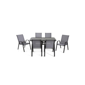 The Rufford - Black & Grey Metal 6 Seat Garden Dining Set