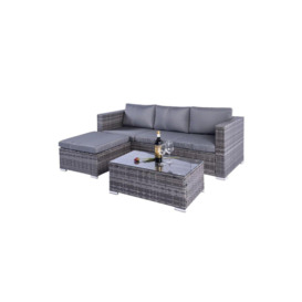 Dunham Grey 4 Seat Rattan Sofa Set with Coffee Table - thumbnail 2