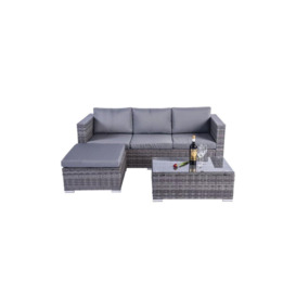 Dunham Grey 4 Seat Rattan Sofa Set with Coffee Table - thumbnail 3