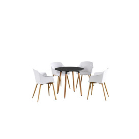 'Eden' Round Dining Set Includes a Dining Table & 4 Fabric Dining Chairs - thumbnail 1
