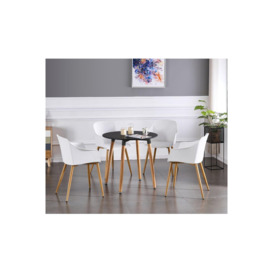 'Eden' Round Dining Set Includes a Dining Table & 4 Fabric Dining Chairs - thumbnail 2