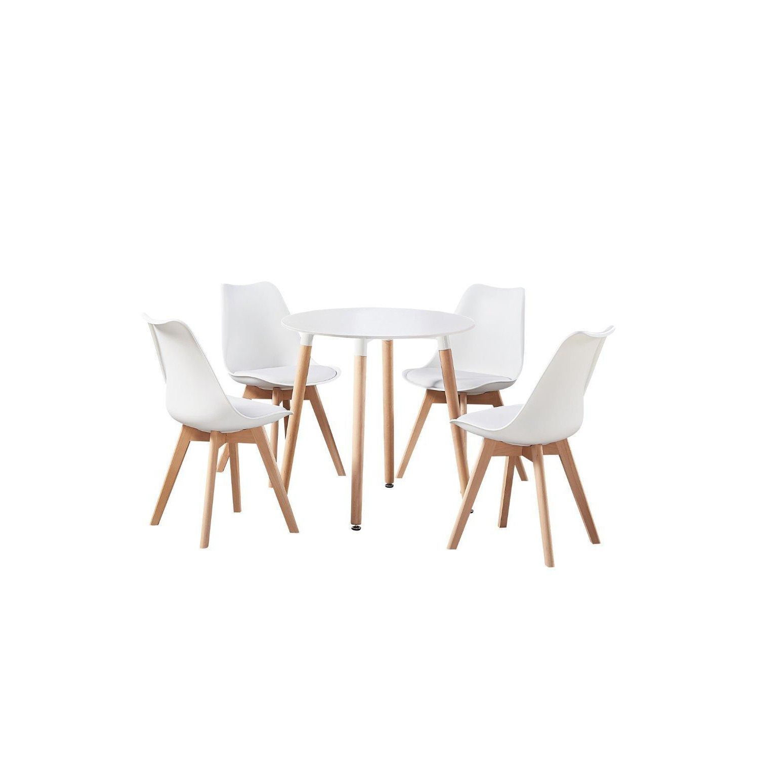 5PCs Dining Set - a Round Dining Table & Set of 4 Lorenzo Tulip chairs with Padded Seat - image 1