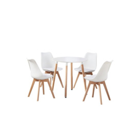 5PCs Dining Set - a Round Dining Table & Set of 4 Lorenzo Tulip chairs with Padded Seat