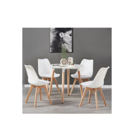 5PCs Dining Set - a Round Dining Table & Set of 4 Lorenzo Tulip chairs with Padded Seat - thumbnail 2