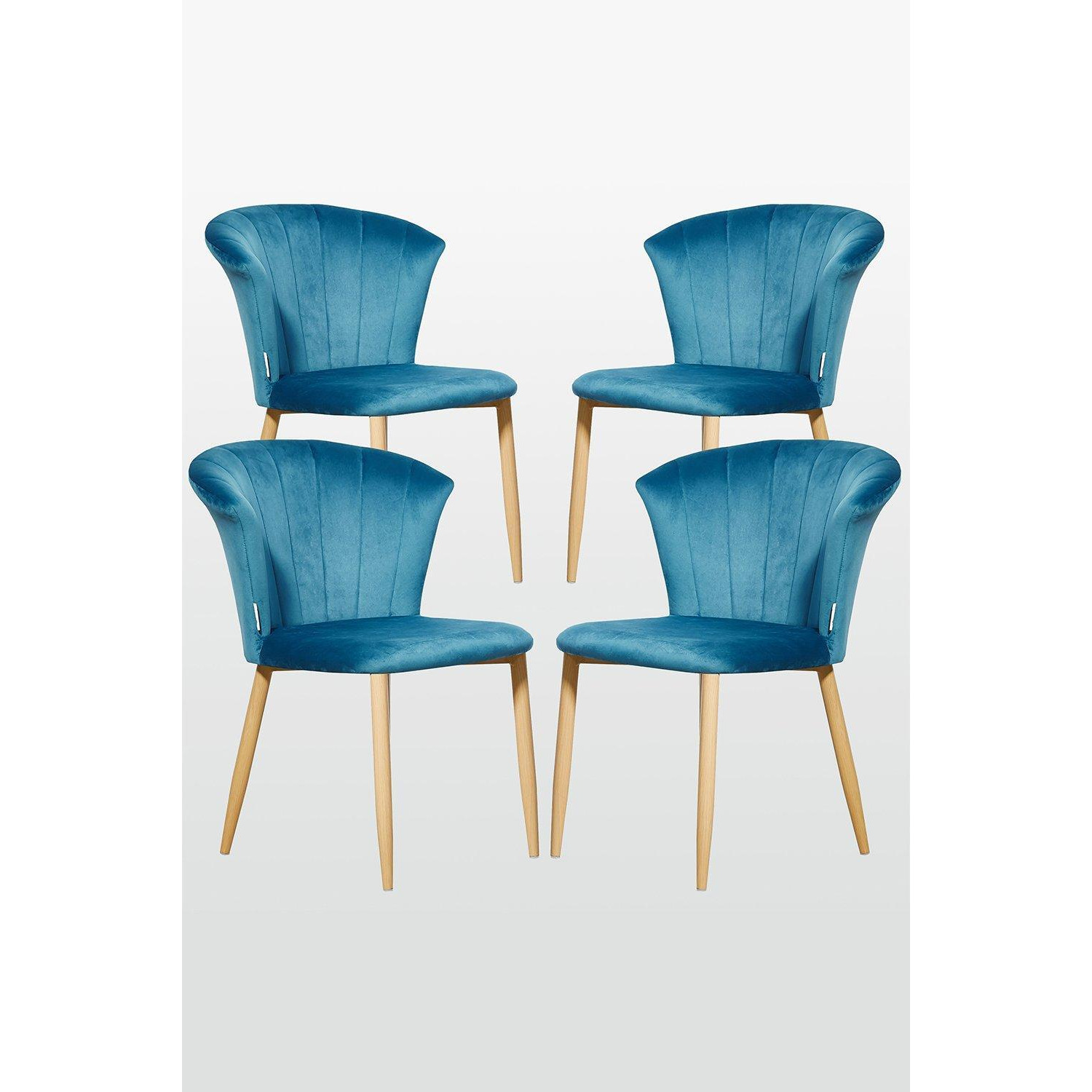 Set of 4 'Elsa Velvet Dining Chairs' Upholstered Dining Room Chairs - image 1