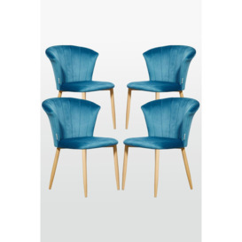 Set of 4 'Elsa Velvet Dining Chairs' Upholstered Dining Room Chairs - thumbnail 1