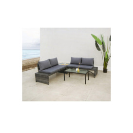 Filippo Rattan Lounge Set with Tempered Glass Table Top