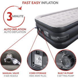 Air Bed  With Built in Pump Electric Pump Quick Self Inflating Air Bed With Pillow Inflatable Bed For Adults Camping or Home Guest Bed Air Mattress - thumbnail 3