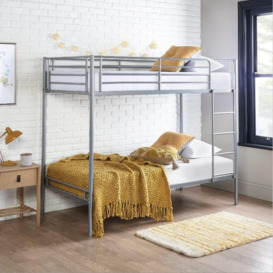 Single Bunk Beds Extra Strong & Durable Silver Metal Double Bunk Bed With Pocket Sprung Mattress X2 - thumbnail 1