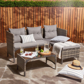 Garden Corner Sofa & Table Rattan Patio Furniture