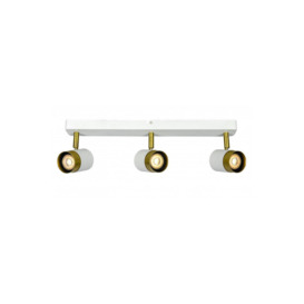 'Orio' White and Brushed Gold Triple Three Head GU10 Adjustable Ceiling Spot Light Bar