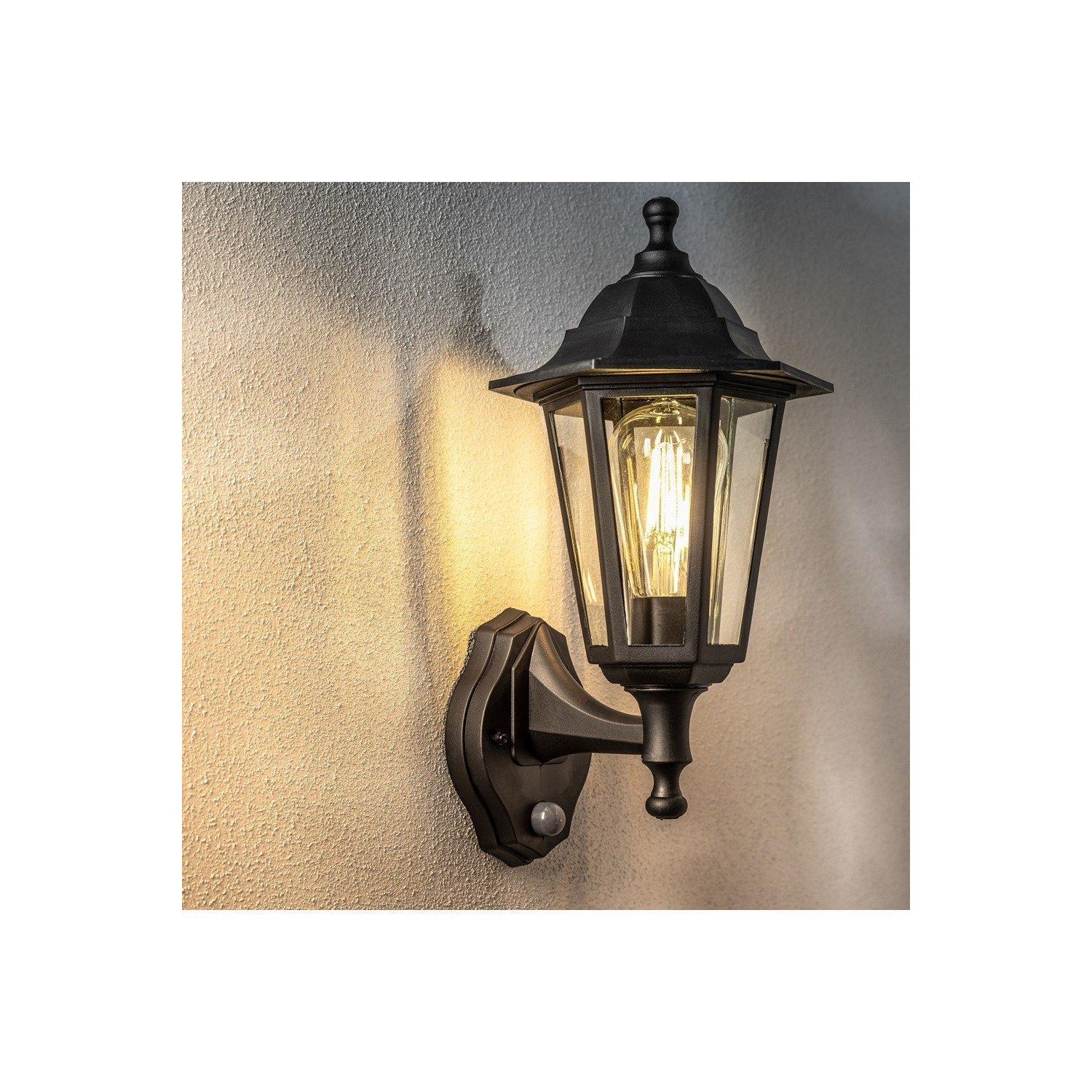 CGC Lighting 'Yasmin' Black Outdoor Traditional Lantern Style Wall Light With Motion Sensor - image 1