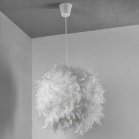 'Rio' White Feather Ceiling Lampshade Easy Fit Shade - thumbnail 3