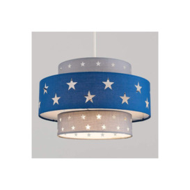 'Starlight' Grey & Navy Blue Star Two Tier Easy Fit Ceiling Lamp Shade - thumbnail 1