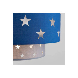 'Starlight' Grey & Navy Blue Star Two Tier Easy Fit Ceiling Lamp Shade - thumbnail 3