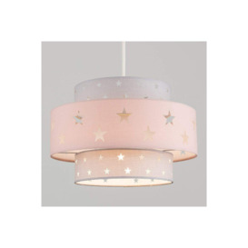 'Starlight' Grey & Pink Star Two Tier Easy Fit Lamp Shade