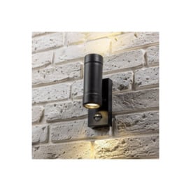 CGC Lighting 'Valentine' Black Outdoor Up and Down GU10 Wall Light With PIR Motion Sensor