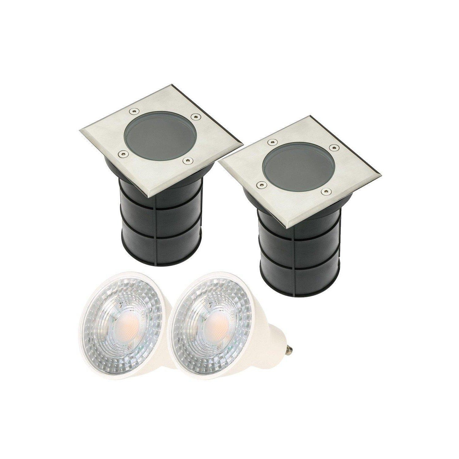'Bridget' Two Square Large With Bulbs Stainless Steel Inground Or Decking Lights - image 1