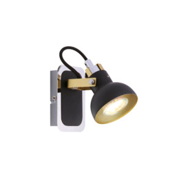 'Saff' Black Adjustable Wall Ceiling Light With Gold and Chrome Detail